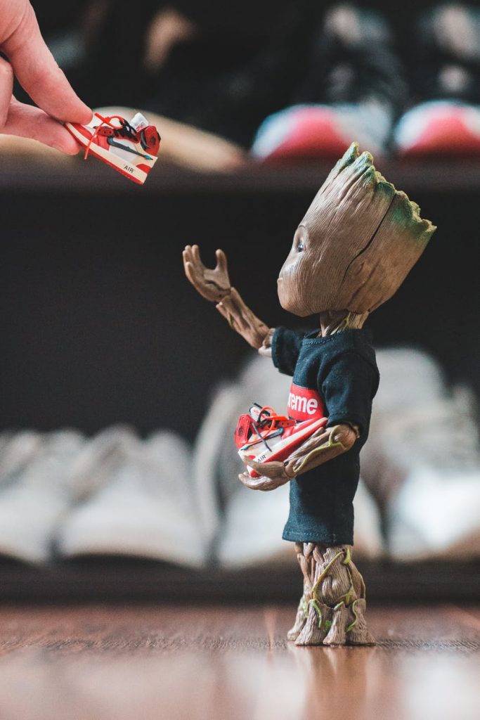 superhero tree receiving tiny sneakers