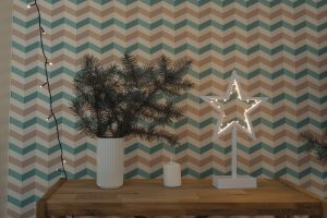 christmas decors on a wooden table