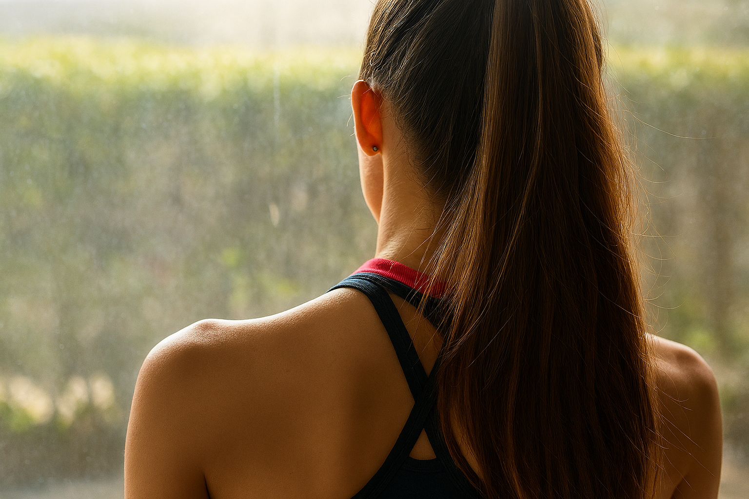 Amber looking out of window